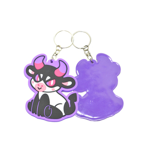 Personalized 2D Purple Cow Rubber Cartoon PVC Keychain Keyring & Carabiner with Custom Logo Promotional Gift