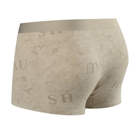 Lot de 4 boxers pour hommes en coton tricoté, écologiques, respirants, antibactériens, imprimés, taille mi-haute, avec logo à la ceinture, emballage en boîte