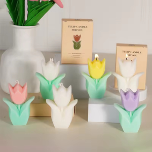 Velas Aromáticas Artísticas Hechas a Mano con Forma de Flor 3D, Estilo Moderno, Mini Velas de Cera de Soya con Aroma a Tulipán - Product Image 1