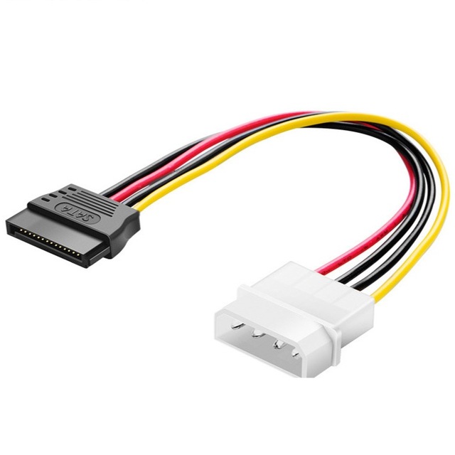 Molex Ide 4 Pin Female Connector 15 Pin SATA Power Adapter Cable Pure Copper Conductor PVC for Hard Drive 3A Fast Charging