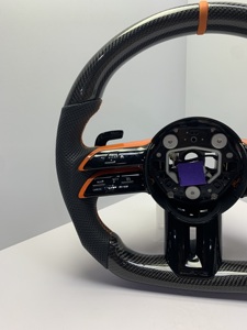 Volant en fibre de carbone pour <span class=keywords><strong>Mercedes</strong></span> <span class=keywords><strong>Classe</strong></span> C W205 <span class=keywords><strong>Classe</strong></span> E W213 Style AMG Garniture orange Cuir perforé Palette de changement de vitesse OEM - Product Image 5