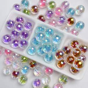 16mm Uv Candy <span class=keywords><strong>Disco</strong></span> Ball Facettes Transparent clair Rond Bubble Gum Perles pour DIY Porte-clés - Product Image 1