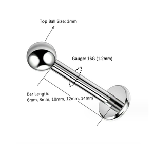 16G 6mm 8mm 10mm 12mm 14mm DIY G23 Titan <span class=keywords><strong>labret</strong></span> <span class=keywords><strong>piercing</strong></span> đồ trang sức giải phóng mặt bằng bán - Product Image 5