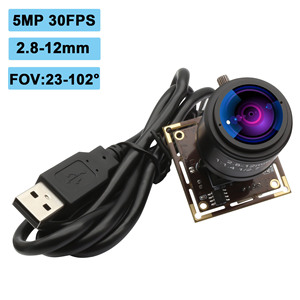 Caméra USB grand angle ELP 5MP avec pilote d'objectif M12 2.8-12mm Plug & Play gratuit <span class=keywords><strong>Webcam</strong></span> USB HD 5MP 30FPS pour la <span class=keywords><strong>capture</strong></span> vidéo - Product Image 1