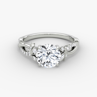 Bague de fiançailles solitaire en diamant de laboratoire 0,5-3 carats, taille ronde, avec pierres latérales en forme de feuille, en or massif 14K/18K, certifiée IGI, CVD/HPHT, personnalisable