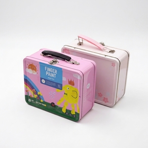 Boîte en fer blanc à poignée personnalisée, récipient d'emballage de déjeuner en métal avec couvercle pour biscuits, bonbons, cadeaux promotionnels, boîtes OEM - Product Image 1