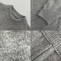 Ensemble Lounge en Maille Style Varsity pour Femme : Pull Col Rond Oversize et Short, Gris Mélange, avec Logo en Peluche
