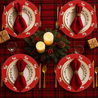 Assiettes de présentation en plastique de 13 pouces, motif renne de Noël rouge, pour fêtes d'anniversaire, banquets et service de table de Noël