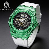 Montre automatique Raksa Duke avec logo personnalisé, marque privée, montre squelette mécanique pour homme, fabrication OEM ODM