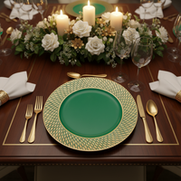 Assiettes de Présentation en Gros 13 Pouces Luxe en Plastique PP Motif Personnalisé Durable Réutilisable Mariage Anniversaire Dîner