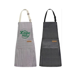 Tablier de Chef Réglable Rayé Blanc avec 2 Poches, Logo Personnalisé, Vêtement de Cuisine pour Hommes et Femmes, Utilisation en Restaurant - Product Image 1