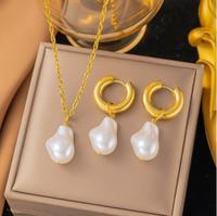 Juego de Collar y Aretes de Acero Inoxidable Chapado en Oro de 18K con Diseño de Margaritas Pintadas Vintage, de Alta Calidad, Resistente al Agua y Sin Decoloración