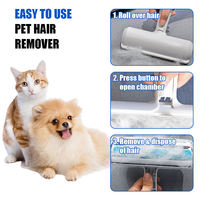 Rouleau anti-poils réutilisable pour animaux domestiques, éliminateur de poils de chat et de chien pour tapis et vêtements, outil portable multi-surfaces pour l'élimination des poils