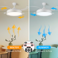 2022 42 "LED moderne chambre haut-parleur invisible ventilateur de plafond lumière avec moteur à courant continu musique télécommande et application
