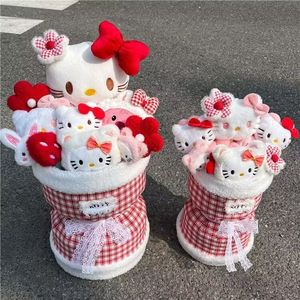 Bouquet di peluche Hello Kitty imbottito in cotone PP, grazioso design a cuore, regalo floreale per compleanno, laurea, fidanzate - Product Image 1