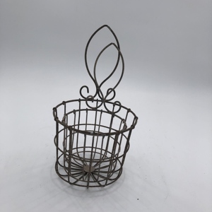 Cesto Portapiante <span class=keywords><strong>in</strong></span> <span class=keywords><strong>Ferro</strong></span> <span class=keywords><strong>Battuto</strong></span> Stile Rustico, Portavaso Decorativo <span class=keywords><strong>in</strong></span> Metallo per Giardino, Patio, Cortile e Terrazza - Product Image 3