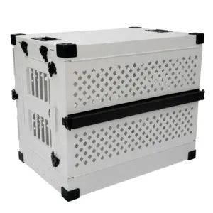 Caixa dobrável de alumínio para cães, caixa de impacto confortável para cães de produção profissional