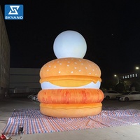 Modèle géant gonflable personnalisé de hamburger et de lune pour la décoration publicitaire extérieure du Festival de la Mi-Automne