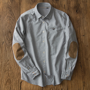 [Logo personnalisé] <span class=keywords><strong>Chemise</strong></span> <span class=keywords><strong>Oxford</strong></span> pour <span class=keywords><strong>homme</strong></span>, style japonais, coupe ajustée, pur coton, avec empiècements aux coudes, manches longues, <span class=keywords><strong>chemise</strong></span> décontractée pour <span class=keywords><strong>homme</strong></span>, service OEM - Product Image 2
