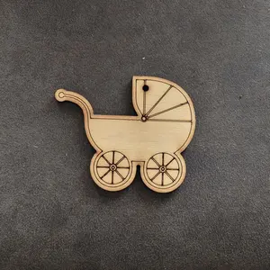Baby carriage trolley Laser Cut Unfinished decorative wood products wood decor toys wooden