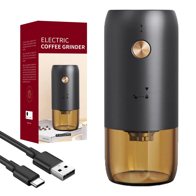 Draagbare Elektrische Koffiemolen Usb Oplaadkoffiemolen Zwarte Kleurendoos 25 Abs 1 Set Nova Espressomachine Yibao 80*186Mm