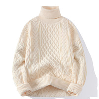 Pull pour homme, tricot épais à col roulé, pull ample, tricot pour homme, automne-hiver