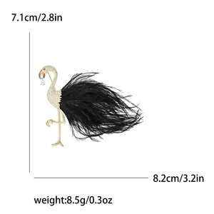 XILIANGFEIZI韓国デザイナー銅ジルコンブローチピンジュエリー女性用K14ゴールドフラミンゴブローチ - Product Image 6