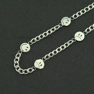 Smiley Necklace, Hipster Stainless Steel Smiley Men's and Women's Street Hip Hop Dress Pendant Tanjing - Product Image 3