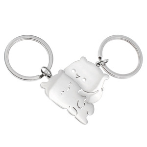 2pcs Stainless Steel <b>Cartoon</b> Cat Keychain Matching Pendant Key <b>Ring</b> Silver Couple Gift for Parties - Product Image 6
