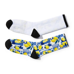कम मोक नवीनता 360 निर्बाध डिजिटल प्रिंट मोजे नींबू नीले सफेद मुख्य टोन मुद्रित मोजे कस्टम प्रिंट - Product Image 5