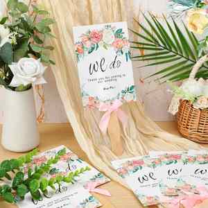 Custom Design Bulk Handheld <b>Fan</b> Wedding <b>Hand</b> <b>Fans</b> with Bow for Guest Floral Greenery <b>Hand</b> <b>Held</b> Wedding <b>Fans</b> - Product Image 5