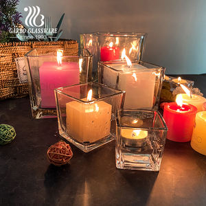 Las mejores ventas, artículos para el hogar, jarrones de cristal de forma cuadrada de 4 ", portavelas, paquete de 6 cubos transparentes, centro de mesa, portavelas de cristal - Product Image 4