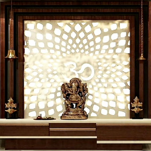 Spiritual and Unique Design <b>Mandir</b> for Home Traditional Bronze Ganesha Idol With Om Symbol Decorative <b>Mandir</b> For Home Decoration - Product Image 1
