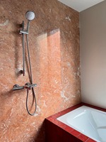Dalles de marbre Rosa Tea polies pour plans de toilette de luxe en marbre rose thé, revêtements muraux de douche sur mesure et niches murales
