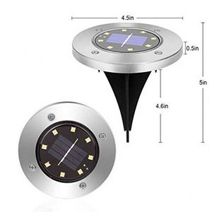 Landscape Stainless Steel 8 Led <b>Solar</b> Powered Disk <b>Lights</b> Cold/Warm <b>Solar</b> Lawn Deck <b>Light</b> Outdoor <b>Solar</b> <b>Ground</b> <b>Light</b> - Product Image 1