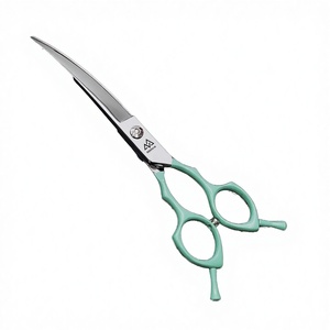 Maclura 7.0 Inch Green Stainless Steel Curved Dog Grooming Shears Professional Pet <b>Hair</b> Cutting Scissors - Product Image 3