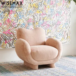 WISEMAX mobilya Modern ev mobilyası dinlenme koltuğu lamba yün pembe beyaz düşük kol tek kanepe antrenör Boucle Accent kanepe sandalye