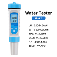 Testeur d'eau intelligent Tuya APP Bluetooth 6 en 1, pH, EC, TDS, SEL, thermomètre numérique pour la maison, la piscine, l'aquarium