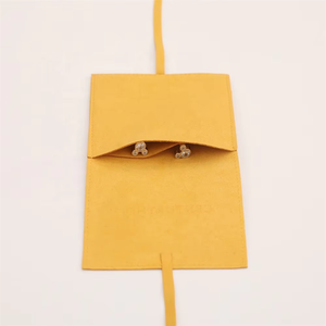 Ginger Yellow Microfiber Jewelry Pouch Bags Velvet Ring <b>Bracelet</b> Necklace Packaging Pouch With logo - Product Image 2