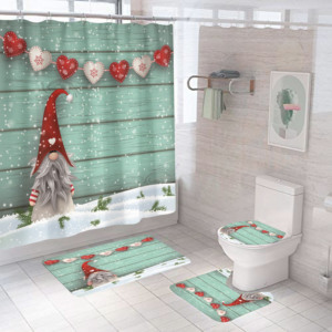 Juego <span class=keywords><strong>de</strong></span> <span class=keywords><strong>Cortinas</strong></span> <span class=keywords><strong>de</strong></span> Ducha <span class=keywords><strong>de</strong></span> Poliéster Impermeable 4 en 1, Serie Navideña Infantil, Cortina <span class=keywords><strong>de</strong></span> <span class=keywords><strong>Baño</strong></span> con Diseño <span class=keywords><strong>de</strong></span> Dibujos Animados Vintage - Product Image 4