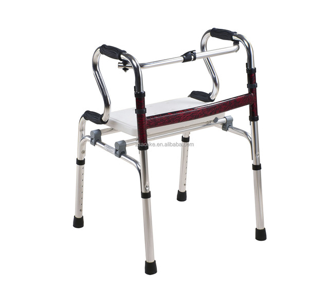 CE ISO Silver Adult Orthotics Walker with Seat for Elderly-Foldable Design 1-year Warranty