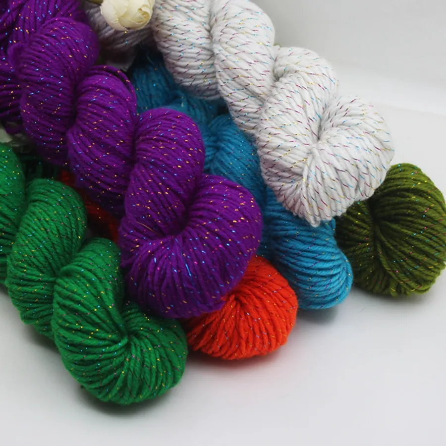 Qipaomuu — fil crocheté acrylique métallique coloré, 35 g/lot, pour tricot à la main, fournitures artisanales