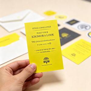 Tarjeta <span class=keywords><strong>de</strong></span> Agradecimiento Personalizada <span class=keywords><strong>de</strong></span> Doble Cara en Papel Recubierto Amarillo Brillante para Redes Sociales <span class=keywords><strong>de</strong></span> Marca <span class=keywords><strong>de</strong></span> Moda - Product Image 1