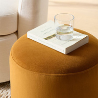 Top vente Lounge Orange rond gain de place maison velours grand banc chaise tufté pouf