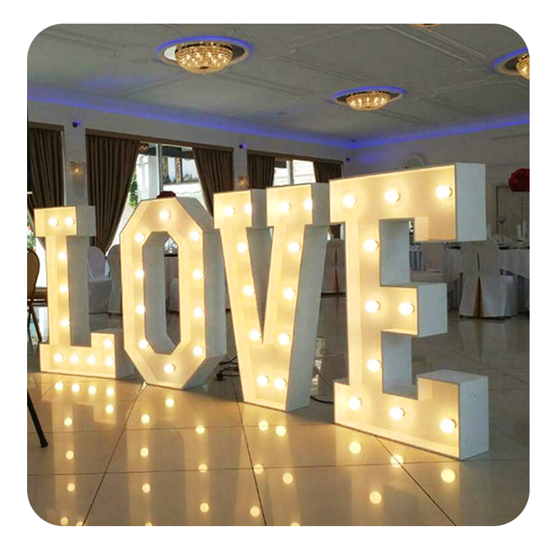 Mejor venta gigante 4 pies marquesina fiesta letras luces Decoración LED iluminar LOVE marquesina letras luces decoración de la boda