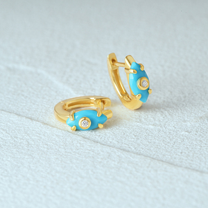 Pendientes de Aro CANNER Marquise con Turquesa y Circonita Cúbica, Plata 925, Pequeños Aros con Circonitas para Mujer - Product Image 4