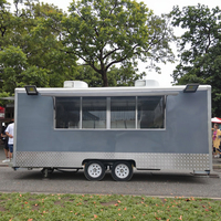 Gris 16ft Commercial Food Van Concession Street Mobile Food Trailer Entièrement Équipé Taco Hot Dogs Café Hamburger BBQ Traiteur