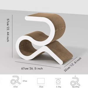Cuccia per Gatti Moderna Minimalista all'Ingrosso, Tiragraffi a R-Curve in Cartone Ondulato, Letto per Gatti <span class=keywords><strong>di</strong></span> Design, Mobili per Animali Domestici per Gatti <span class=keywords><strong>di</strong></span> Taglia Grande, MOQ Basso - Product Image 6