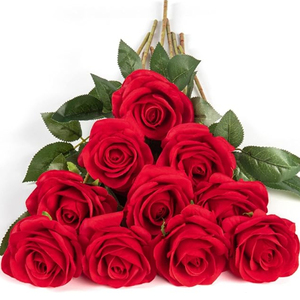 Roses blanches fleurs artificielles en vrac, vraies roses en soie avec <span class=keywords><strong>de</strong></span> longues tiges pour bouquet <span class=keywords><strong>de</strong></span> mariage Vase fleur maison déco - Product Image 1