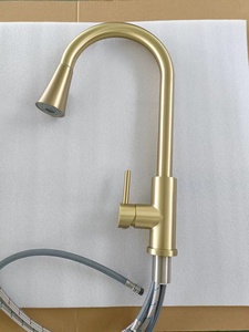 Modern Single Handle Kitchen Faucet Blackened Brass Deck <b>Mounted</b> Pull Down <b>Spray</b> Contemporary Design - Product Image 5